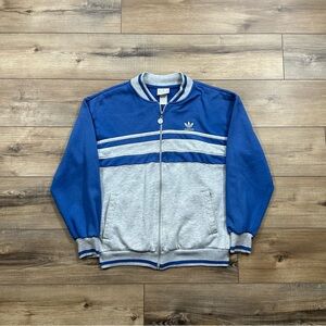 Vintage 80’s Adidas Blue & Grey Trefoil Zip Up Jacket